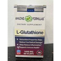 Viên uống L-Glutathione 1600mg Của Mỹ - Amazing Nutrition - Giúp Trắng Da, Đẹp Da, Thải Độc Gan lọ 60 viên