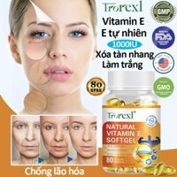 Viên uống làm đẹp da Trotexl vitaminE tự nhiên 1000IU chống lão hóa, trị mụn, làm đẹp và chăm sóc da 80 viên/chai 4000mg