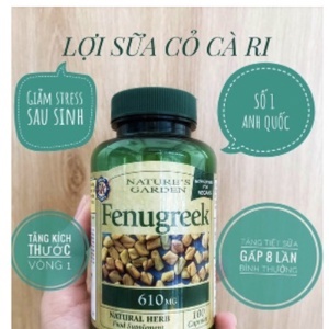 Viên uống lợi sữa Natures Aid Fenugreek - 500mg hộp 90 viên