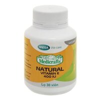 Viên uống Medicrafts Natural Vitamin E 400 IU bổ sung vitamin E giúp hạn chế lão hóa (Hộp 1 Chai x 30 Viên)