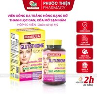 Viên uống MediUSA Glutathione gold Glutathion trắng da mờ nám sạm da Lọ 60 Viên