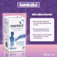 Viên uống Menevit hỗ trợ tăng chất lượng tinh trùng, tăng khả năng thụ thai cho nam giới (90 viên)