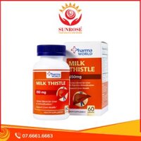 Viên uống Milk Thistle Pharma World hỗ trợ chống oxy hóa, giải độc gan (60 viên)