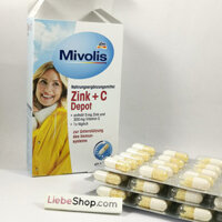 Viên uống Mivolis Zink + C Depot bổ sung kẽm và vitamin C, 60 viên
