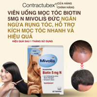 Viên uống mọc tóc Biotin 5mg N Mivolis 60 Viên Đức ngăn ngừa rụng tóc, hỗ trợ kích mọc tóc hiệu quả