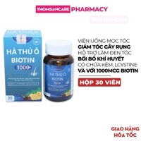 Viên uống mọc tóc, giảm rụng tóc Hà Thủ Ô Biotin 1000 mcg, giúp làm đen tóc, đẹp da, bổ khí huyết - Hộp 30v có lcystine