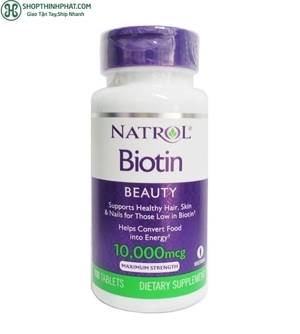 Viên uống mọc tóc Natrol Biotin 10000 mcg - 100 viên