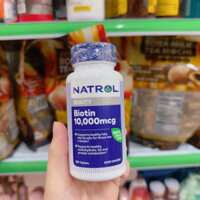 Viên uống mọc tóc Natrol Biotin 10000 Mcg 100 Viên vị dâu mẫu mới