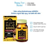 Viên Uống Nattokinase 4000FU Orihiro Nhật Bản Hỗ Trợ Điều Trị, Phòng Ngừa Đột Quỵ, Tai Biến 60 Viên