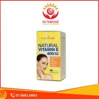 Viên uống Natural Vitamin E 400IU Naturecare cải thiện sức khỏe da và phục hồi da (60 viên)