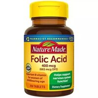 Viên uống Nature Made Folic Acid 400mcg cho bà bầu hộp 250 viên của Mỹ