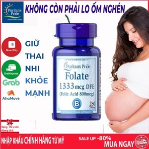 Viên uống ngăn ngừa thiếu máu Puritan's Pride Folic Acid 800mg 250 viên