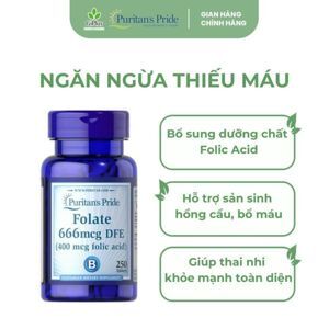 Viên uống ngăn ngừa thiếu máu Puritan's Pride Folic Acid 400mg 250 viên