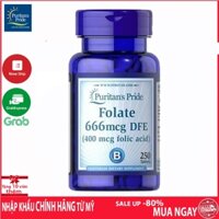 Viên uống Ngăn Ngừa Thiếu Máu Bổ Sung Folic Acid 400 mcg Puritan’s Pride Folate 666 mcg DFE 250Viên (mẫu mới)