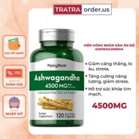Viên uống Nhân sâm Ấn Độ Ashwagandha 4500mg 120 viên Piping Rock [Nhập Mỹ]