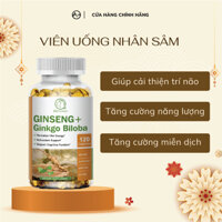 Viên uống nhân sâm Ginseng Bbeeaauu 1000mg 120 viên chiết xuất từ sâm Panax, Biloba và Ashwagandha