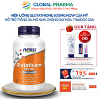 Viên Uống Nội Sinh NOW Glutathione 500 mg Hỗ Trợ Trắng Da, Mờ Nám, Chống Oxi Hóa, Thải Độc - 60 viên