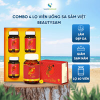 Viên uống nội tiết tố nữ Beautysam, viên uống sâm trị nám, trắng da, thành phần Sa Sâm Việt [combo 4 lọ]