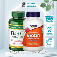 Viên Uống Now Biotin và Nature's Bounty Fish Oil Giàu Omega 3 Bổ Sung Dinh Dưỡng Hỗ Trợ Não Bộ Tim Mạch 2400mg (90 viên)