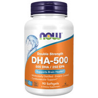 Viên Uống NOW FOODS Double Strength DHA 500 Giúp Bổ Não, Tăng Cường Trí Nhớ & Phát Triển Trí Não Lọ 90 Viên