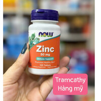 viên uống NOW Foods Zinc 50mg  hỗ trợ nội tiết , tăng cưòng sinh lý, hỗ trợ miễn dịch