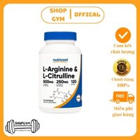 Viên uống Nutricost L-Arginine & L-Citrulline, 120 Capsules - Shop Gym