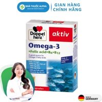 Viên Uống Omega 3 Doppelherz + Folic acid + B6 + B12 hỗ trợ tăng cường thị lực, tim mạch và não bộ 30 Viên