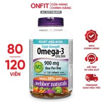 Viên Uống Omega-3 Pharmekal Webber Naturals Triple Strength 900mg EPA/DHA (80 & 120Viên)