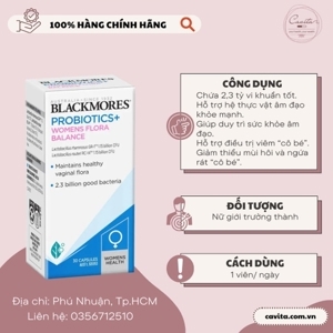 Viên uống phục hồi vệ sinh âm đạo Blackmores Probiotics+ Womens Flora Balance 30 viên