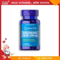 Viên Uống Puritan's Pride Hyaluronic Acid 100mg Hỗ Trợ Làm Đẹp Da, Chống Lão Hóa | Hộp 30 Viên