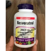 Viên uống Resveratrol với chiết xuất hạt nho từ Webber Naturals, hộp 90 viên capsules
