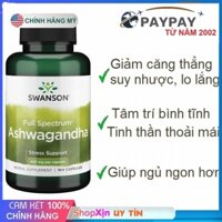 Viên uống Sâm Ấn Độ giúp giảm căng thẳng, mệt mỏi & tinh thần tỉnh táo thư thái mỗi ngày Swanson Ashwagandha 100 Viên
