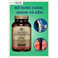 Viên Uống Solgar Calcium Magnesium Plus Zinc [100 viên] Hỗ Trợ Phát Triển Xương,Hoạt Động Cơ Bắp,Hỗ Trợ Tế Bào Thần Kinh