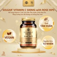 Viên Uống Solgar Vitamin C 500 MG With Rose Hips - Chiết Xuất Cây Tầm Xuân Giúp Đẹp Da, Tăng Cường Đề Kháng 100 Viên