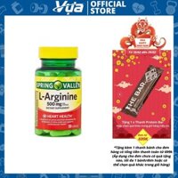 Viên Uống Spring Valley - L-Arginine 500mg (50 viên) - Hỗ Trợ Sức Khỏe Tim Mạch Chính Hãng