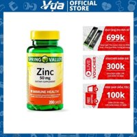 Viên uống Spring Valley - Zinc 50mg (200 viên) - Hỗ trợ miễn dịch và tăng cường sức khỏe Chính Hãng