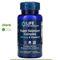 Viên uống Super Selenium Complex & Vitamin E duy trì tuyến giáp và miễn dịch 200 mcg Life Extension (100 viên)