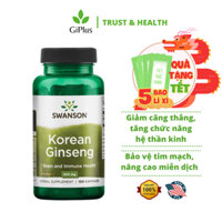 Viên Uống Swanson Korean Ginseng Nhân Sâm Hàn Quốc Bổ Não Và Tăng Cường Hệ Miễn Dịch 500mg