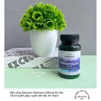 Viên uống Swanson Selenium hỗ trợ sức khỏe tuyến giáp mắt tim não tuyến tiền liệt của Mỹ 90 Viên