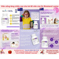 Viên uống tăng chiều cao Bio Island Lysine Step Up For Youth 60 viên Úc trẻ từ 6 tuổi