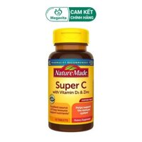 Viên Uống Tăng Cường Hệ Miễn Dịch Nature Made Super C With Vitamin D3 & Zinc 70 Viên