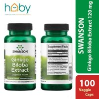 Viên uống tăng cường trí nhớ Swanson Ginkgo Biloba Extract 120 mg, 100 Viên