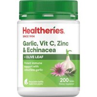 Viên uống tăng sức đề kháng, Healtheries Tỏi Vitamin C Kẽm & Echinacea với lá ô liu 200 viên