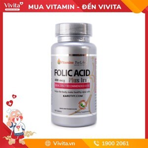 Viên uống tạo máu Folic Acid Vitamins For Life hộp 100 viên