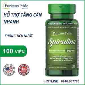 Viên uống tảo xoắn Puritan's Pride Spirulina 500mg 100 viên