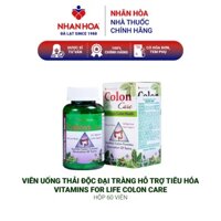 Viên uống thải độc đại tràng hỗ trợ tiêu hóa Vitamins For Life Colon Care hộp 60 viên
