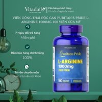 Viên Uống Thải Độc Gan, Tăng Cường Sinh Lý L-Arginine 1000mg Puritan's Pride 100 Viên