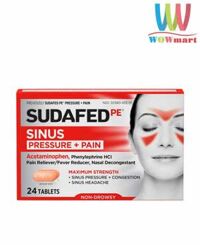Viên uống thông mũi Sudafed PE Sinus Pressure + Pain Non-Drowsy 24 Tablets