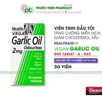 Viên uống tinh dầu tỏi của Anh giúp tăng cường miễn dịch, giảm cholesterol HealthAid Garlic Oil Odourless Lọ 30 Viên