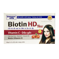 Viên uống tóc khỏe  sáng da Biotin HD Hộp 100 viên  - Dầu gấc - Sữa ong chua - Vitamin